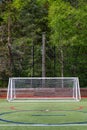 Local sports field with markings and field goal, synthetic grass