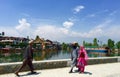 Local strolling on the Dal Lake promenade