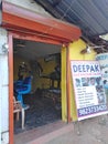 Indian hairdressers in Morjim village, Goa, India