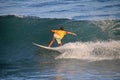 Local surfer in the wave, El Zonte beach, El Salvador Royalty Free Stock Photo