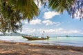 Local taxi boats in the sea water on Sairee Beach on Koh Tao island in Thailand