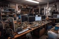 local tech repair shop, fixing broken devices and recycling parts