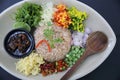 Local Thai food Rice Mixed with Shrimp paste