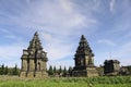 Local tourists visit Arjuna temple complex at Dieng Plateau Royalty Free Stock Photo