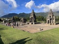 Local tourists visit Arjuna temple complex at Dieng Plateau. Wonosobo, Indonesia, September 30, 2022