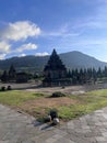 Local tourists visit Arjuna temple complex at Dieng Plateau. Wonosobo, Indonesia, September 30, 2022 Royalty Free Stock Photo