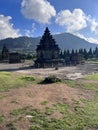 Local tourists visit Arjuna temple complex at Dieng Plateau. Wonosobo, Indonesia, September 30, 2022 Royalty Free Stock Photo
