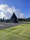 Local tourists visit Arjuna temple complex at Dieng Plateau. Wonosobo, Indonesia, September 30, 2022