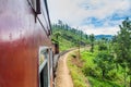 Local train rides in hills near Idalgashinna village, Sri Lan