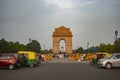 Local transportation Auto Rickshaw in front of the India Gate at New Delhi, India