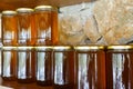 Local Turkish honey and honey jars Royalty Free Stock Photo