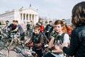 Local TV interviews a young cyclist - bicycle race party marking