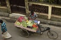Local vegetable bicycle vendor at door to door sevice in Kolkata