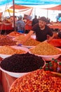 A large selection of olives in a small village in Morocco.