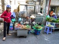 Local vendors selling food at Old Quarter morning market in Hanoi Royalty Free Stock Photo