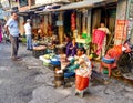 Local vendors selling food at Old Quarter morning market in Hanoi Royalty Free Stock Photo