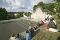 Local villagers in Sare, France, in Basque Country on the Spanish-French border, watch Jai Li game near St. Jean de Luz, on the Co Royalty Free Stock Photo