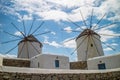 Local windmills in Mykonos (Greece) Royalty Free Stock Photo