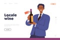 Local wine landing page design template with sommelier presenting new bouquet of alcoholic drink