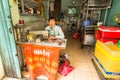 Local woman seamstress worker. Royalty Free Stock Photo