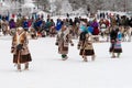 Local women participate in the competition of national costumes