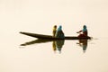 Local women in small boat for transportation in the lake of Srinagar, Jammu and Kashmir state, India Royalty Free Stock Photo