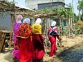 Muslim women walking down the road, bangladesh