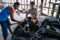 A local worker forging iron at Inle Lake. Royalty Free Stock Photo