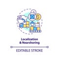 Localization and nearshoring concept icon