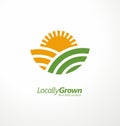 Locally grown farm fresh product simple logo design idea Royalty Free Stock Photo