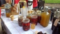 Locally produced jams and preserves in jars