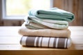 locally produced organic cotton towels folded on a table Royalty Free Stock Photo