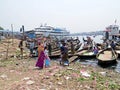 Ferry boats at port of Dhaka, Buriganga River, Sadarghat, Dhaka, Bangladesh Royalty Free Stock Photo