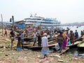 Ferry boats at port of Dhaka, Buriganga River, Sadarghat, Dhaka, Bangladesh Royalty Free Stock Photo