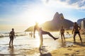 Locals Playing Ball in Ipanema Beach, Rio de Janeiro, Brazil