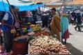 Locals at a farmer\'s market in a small village in Morocco. Royalty Free Stock Photo