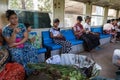 Locals riding the circle line train in Yangon