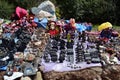 Locals sell souvenirs at the ruins of saqsaywaman, Cusco. Peru Royalty Free Stock Photo