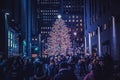 Locals and tourist visiting and spectating Rockefeller Center Christmas Tree.