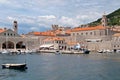 Locals and tourists are are arrived by the boat to Dubrovnik Royalty Free Stock Photo