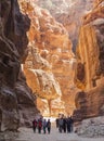 Locals and tourists near The Treasury. Petra. Jordan.