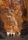 Locals and tourists near The Treasury. Petra. Jordan. Royalty Free Stock Photo