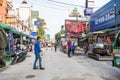 Locals and tourists walking along the busy streets of Khao San Road, Thailand Royalty Free Stock Photo