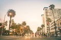 Locals and tourists walking on Ocean Ave in Santa Monica