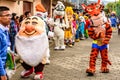 Locals watch parade of cartoon characters in Guatemala