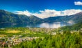 Locarno city and Lago Maggiore from Cardada mountain, Ticino, Switzerland Royalty Free Stock Photo