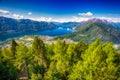 Locarno city and Lago Maggiore from Cardada mountain, Ticino, Switzerland