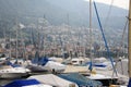 Marina full of yachts and other boats in Locarno Royalty Free Stock Photo