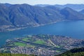 View of Locarno and Lake Maggiore from the Cardada-Cimetta mountain range. Ticino canton, Switzerland Royalty Free Stock Photo