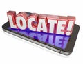 Locate 3d Word Cell Mobile Phone Lost Location Service Program A Royalty Free Stock Photo